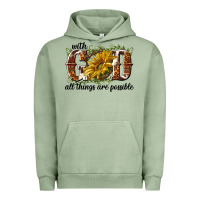 Pigment Oil Green with god all things are possible Urban Hoodie - NancyCooperArtShop