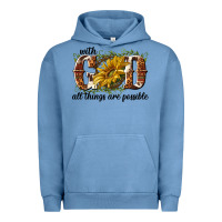 Pigment Pebble Blue with god all things are possible Urban Hoodie - NancyCooperArtShop