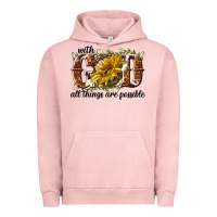 Pigment Salmon with god all things are possible Urban Hoodie - NancyCooperArtShop