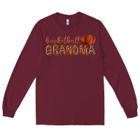 Burgundy basketball grandma with leopard Long Sleeve Tee - texasbilliewilder