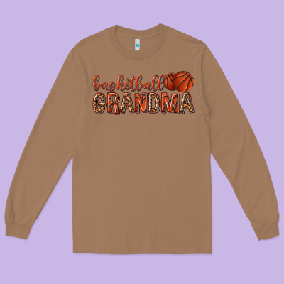Long Sleeve Tee basketball grandma with leopard