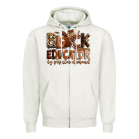 Oatmeal Heather black educator by popular demand Zipper Hoodie - Zillion Design Studio