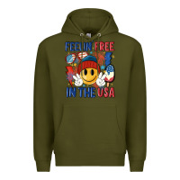 Army Green feelin free in the usa Premium Hoodie - MaliasSmallBusiness