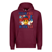 Burgundy feelin free in the usa Premium Hoodie - MaliasSmallBusiness