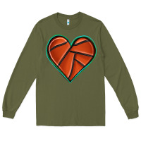 Army Green basketball heart Long Sleeve Tee - texasbilliewilder