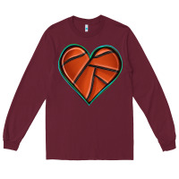 Burgundy basketball heart Long Sleeve Tee - texasbilliewilder