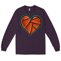 Plum basketball heart Long Sleeve Tee - texasbilliewilder