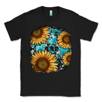 Black sunflower cowhide and turquoise patches Classic Tee - RanaPortraitStore
