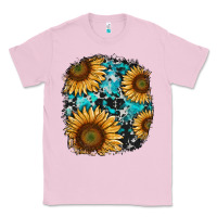 Bubblegum Pink sunflower cowhide and turquoise patches Classic Tee - RanaPortraitStore