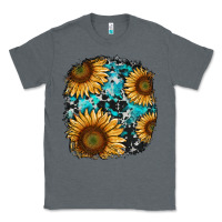 Charcoal Heather sunflower cowhide and turquoise patches Classic Tee - RanaPortraitStore