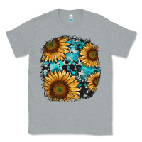 Heather Grey sunflower cowhide and turquoise patches Classic Tee - RanaPortraitStore