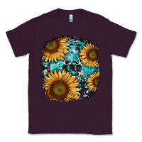 Plum sunflower cowhide and turquoise patches Classic Tee - RanaPortraitStore