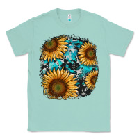 Seafoam sunflower cowhide and turquoise patches Classic Tee - RanaPortraitStore
