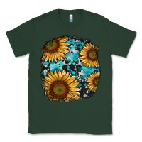 Sports Green sunflower cowhide and turquoise patches Classic Tee - RanaPortraitStore