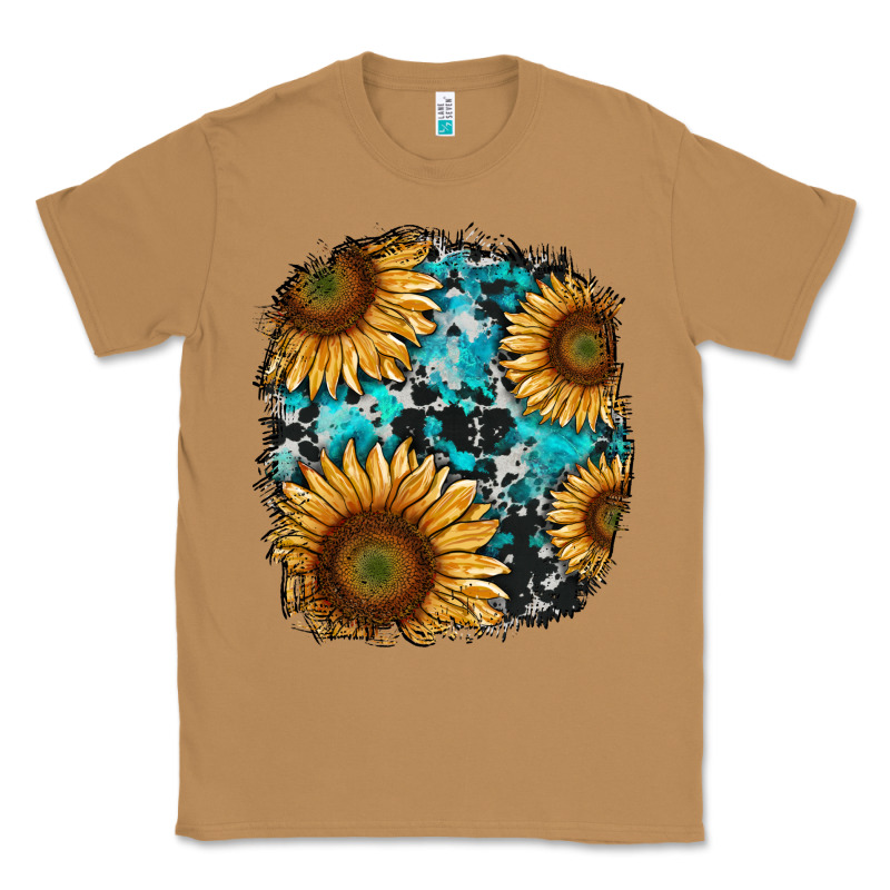 Sunflower Cowhide And Turquoise Patches Classic Tee by RanaPortraitStore | Teevron