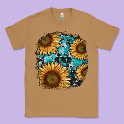 Sunflower Cowhide And Turquoise Patches Classic Tee Designed By Ranaportraitstore