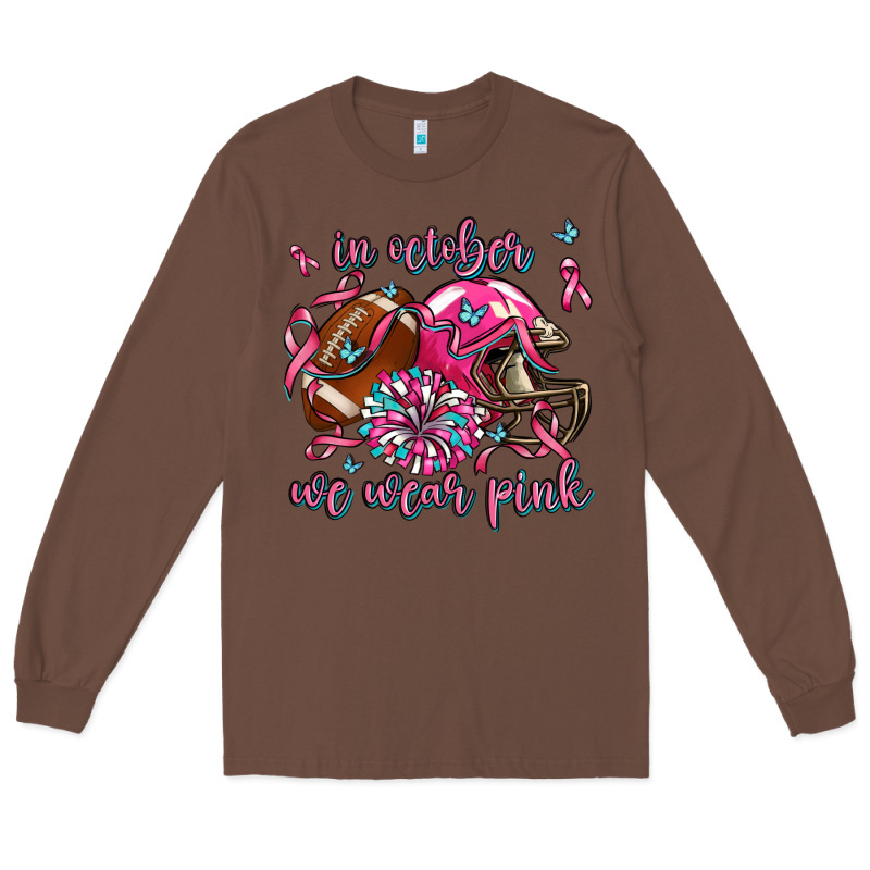 In October We Wear Pink Football Long Sleeve Tee by AdoDesignShop | Teevron