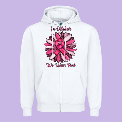 In October We Wear Pink Sunflower Zipper Hoodie Designed By Ranaportraitstore
