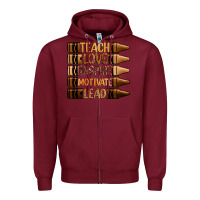 Burgundy teach love inspire motivate lead Zipper Hoodie - Zillion Design Studio