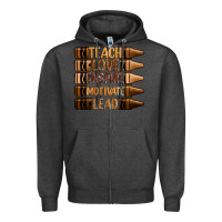 Charcoal Heather teach love inspire motivate lead Zipper Hoodie - Zillion Design Studio