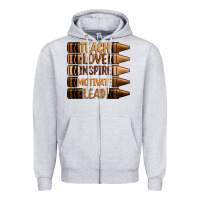 Heather Grey teach love inspire motivate lead Zipper Hoodie - Zillion Design Studio