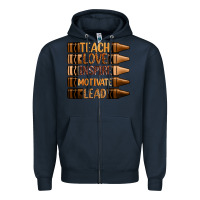 Navy teach love inspire motivate lead Zipper Hoodie - Zillion Design Studio