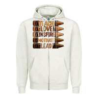 Oatmeal Heather teach love inspire motivate lead Zipper Hoodie - Zillion Design Studio