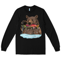 Black mama bear haunting fish Long Sleeve Tee - RanaPortraitStore
