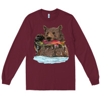 Burgundy mama bear haunting fish Long Sleeve Tee - RanaPortraitStore