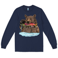 Navy mama bear haunting fish Long Sleeve Tee - RanaPortraitStore
