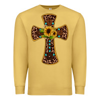 Antique Gold leopard gemstone sunflower cross Premium Sweatshirt - JahusDesignShop