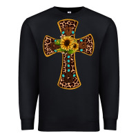 Black leopard gemstone sunflower cross Premium Sweatshirt - JahusDesignShop