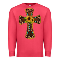 Cardinal leopard gemstone sunflower cross Premium Sweatshirt - JahusDesignShop
