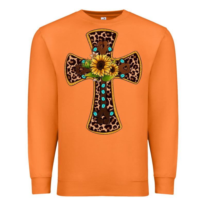 Leopard Gemstone Sunflower Cross Premium Sweatshirt by JahusDesignShop | Teevron
