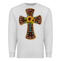Dove Grey leopard gemstone sunflower cross Premium Sweatshirt - JahusDesignShop