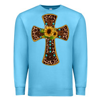 Ocean Blue leopard gemstone sunflower cross Premium Sweatshirt - JahusDesignShop