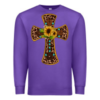 Purple leopard gemstone sunflower cross Premium Sweatshirt - JahusDesignShop
