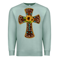 Seafoam leopard gemstone sunflower cross Premium Sweatshirt - JahusDesignShop