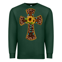 Sports Green leopard gemstone sunflower cross Premium Sweatshirt - JahusDesignShop