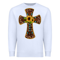 White leopard gemstone sunflower cross Premium Sweatshirt - JahusDesignShop