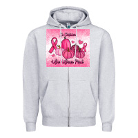 Heather Grey in october we wear pink pumpkin Zipper Hoodie - RanaPortraitStore