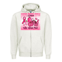 Oatmeal Heather in october we wear pink pumpkin Zipper Hoodie - RanaPortraitStore