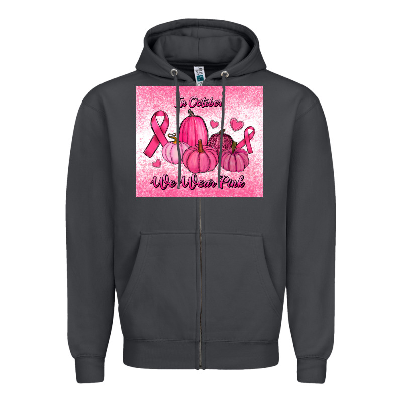 In October We Wear Pink Pumpkin Zipper Hoodie by RanaPortraitStore | Teevron