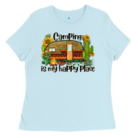 Camping Is My Happy Place Caravan Ladies Tee | Teevron