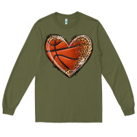Army Green basketball heart Long Sleeve Tee - texasbilliewilder