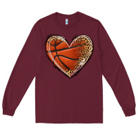 Burgundy basketball heart Long Sleeve Tee - texasbilliewilder