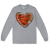 Heather Grey basketball heart Long Sleeve Tee - texasbilliewilder