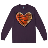 Plum basketball heart Long Sleeve Tee - texasbilliewilder