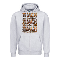 Heather Grey teach compassion teach kindness teach confidence Zipper Hoodie - Zillion Design Studio