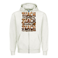 Oatmeal Heather teach compassion teach kindness teach confidence Zipper Hoodie - Zillion Design Studio